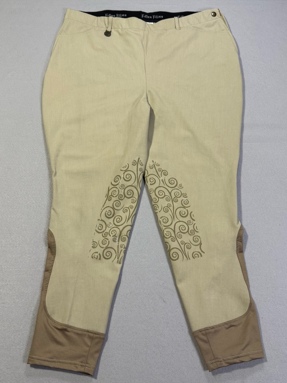 Fuller Fillies Women’s Beige Knee Patch Riding Breeches Horse Equestrian US 36R